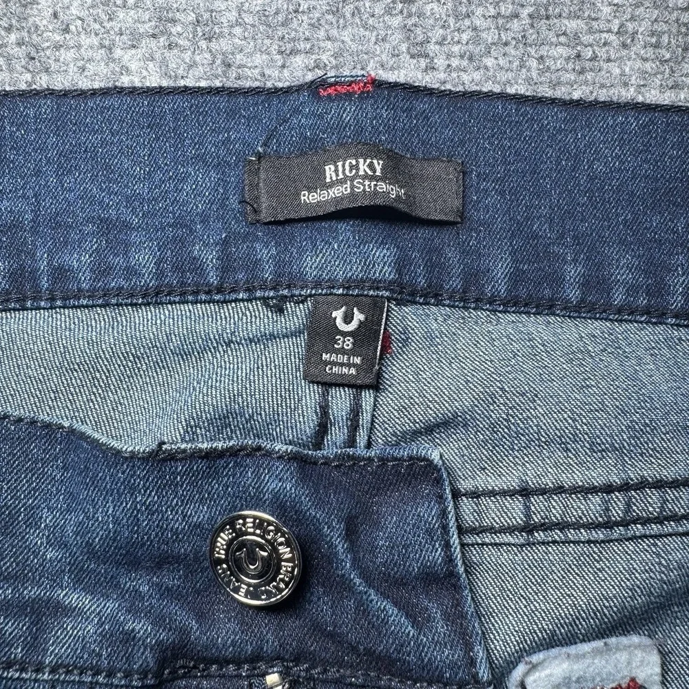 True Religion Ricky Relaxed Straight Jeans Stretch Denim Men 40x33 Medium Wash